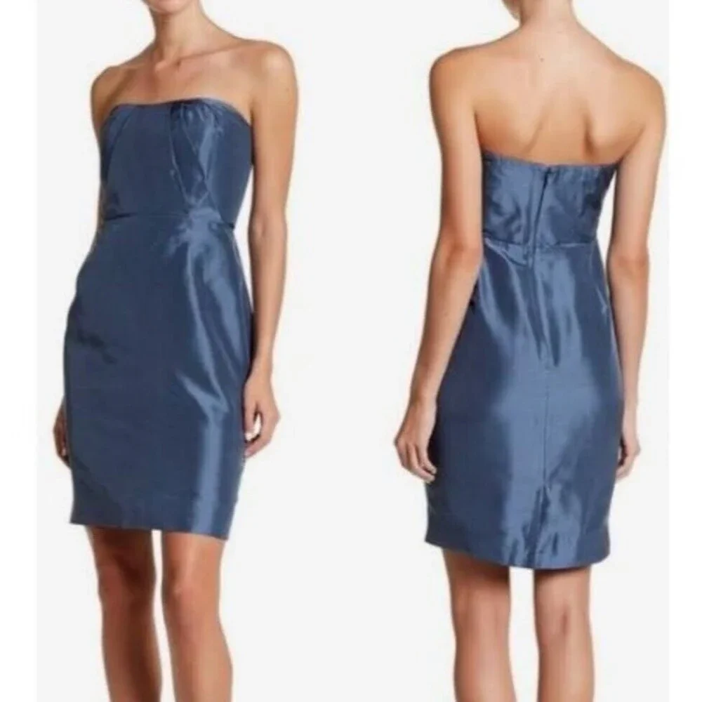 NWT J Crew Alexia Strapless Silk A Line Pebble Blue Dress New Cocktail Formal 2